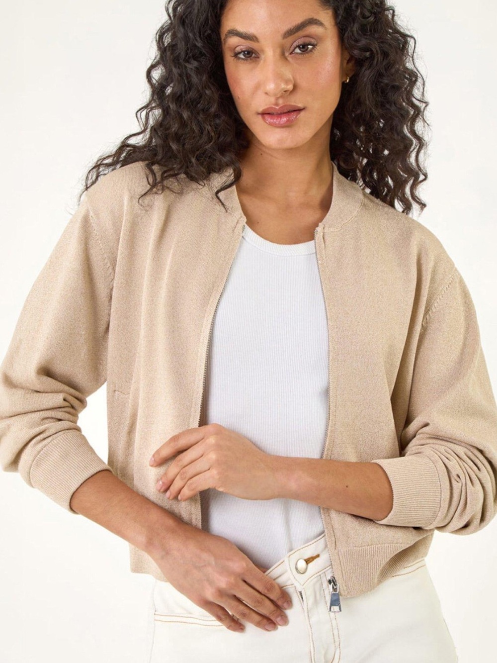Beige Suede Bomber Jacket from the brand  Porter & Ash. Size Small